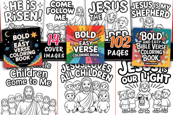 102 Bold Easy Bible Verse Coloring Book for Creative Design