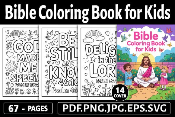 65 Bible Coloring Book for Kids: A Creative Graphics Asset