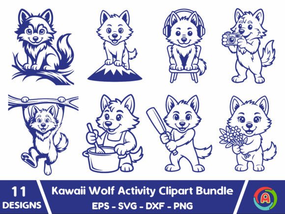 A Designer's Look at the Kawaii Wolf Activity Clipart Bundle