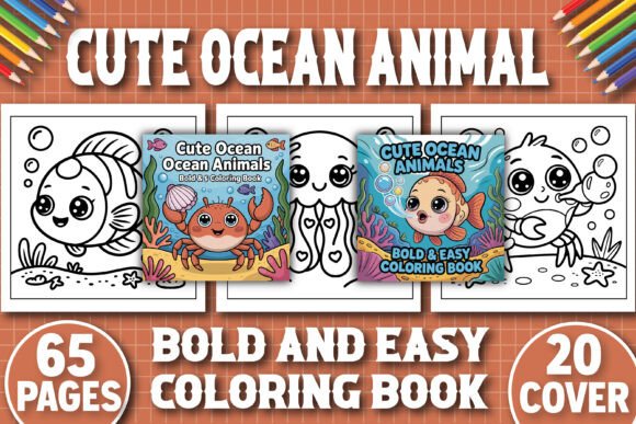 Adorable Cute Ocean Animals Graphics for Coloring Pages Amp