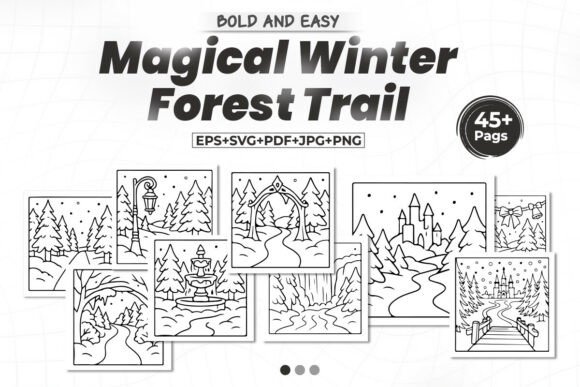 Bold and Easy Magical Winter Book Pages: Graphics for Coloring Pages Amp