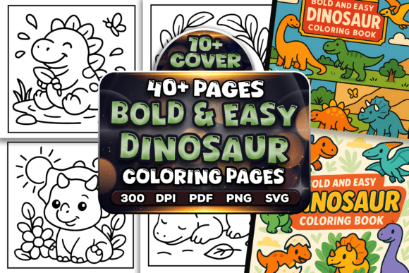 Bold Easy Dinosaur Coloring Pages: A Perfect Graphics Amp for Kids