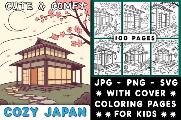 Cozy Japan Coloring Pages: A Crafter's Review of a Sweet Graphics Bundle