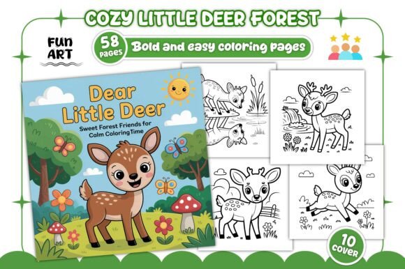 Cozy Little Deer Forest: A Charming Graphics Asset for Coloring Pages Amp