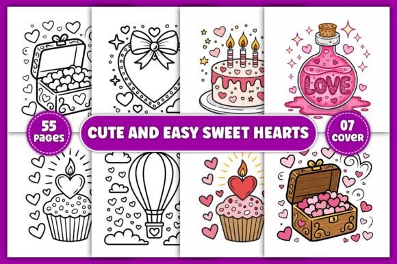 Cute and Easy Sweet Hearts Coloring Pages Amp