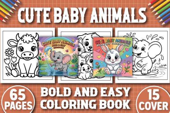 Cute Baby Animals Coloring Pages for KDP