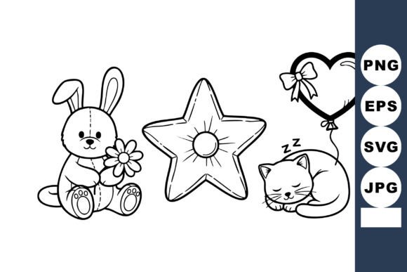 Cute Bunny Kitten Coloring Page: Graphics for Crafters