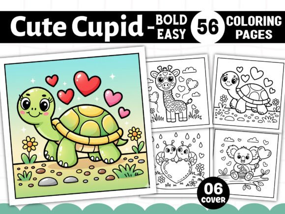 Cute Cupid Coloring Page for Valentine's Day Graphics