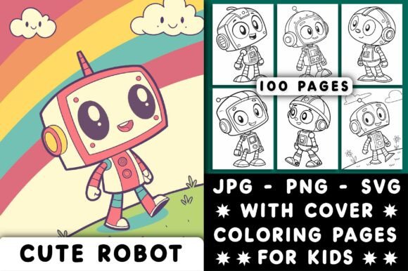 Cute Robot Coloring Pages: A Graphics Asset for Creative Businesses