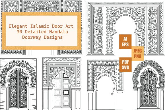 Elegant Islamic Doorway Designs for Graphics & Coloring Pages Amp