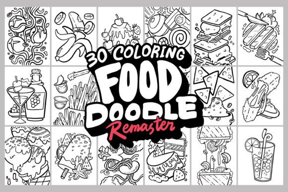 FOOD DOODLE COLORING PAGE REMASTER: A Fun Graphics Asset