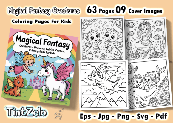 Magical Fantasy Creatures Graphics for Coloring Pages Amp