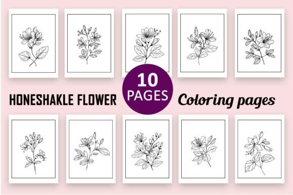 Printable Honeysuckle Flower Book: Graphics for Coloring Pages Amp