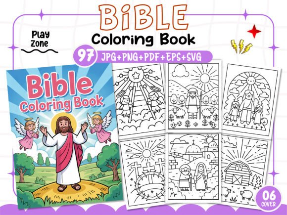 Reviewing a KDP Graphics Asset: 97 Bible Coloring Pages for Kids