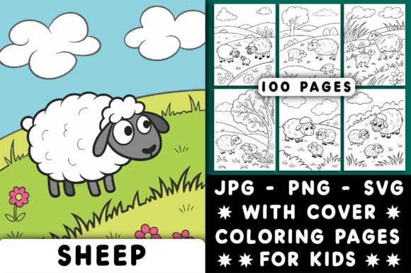 Sheep Coloring Page for Kids: A Charming Embroidery Design